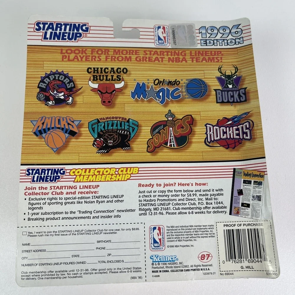 Starting Lineup 1996 NBA Grant Hill Detroit Pistons Vintage SLU NBA Hopps Card